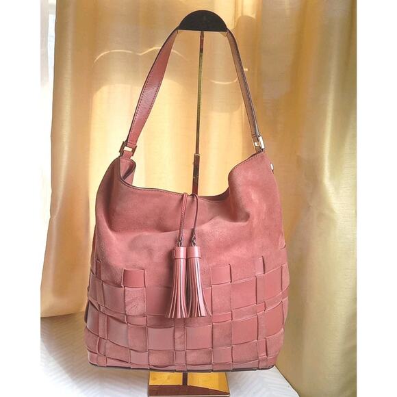 Michael Kors Vivian Cinnamon Red Suede Leather Tassel Hobo Shoulder Bag NEW READ - Picture 1 of 11